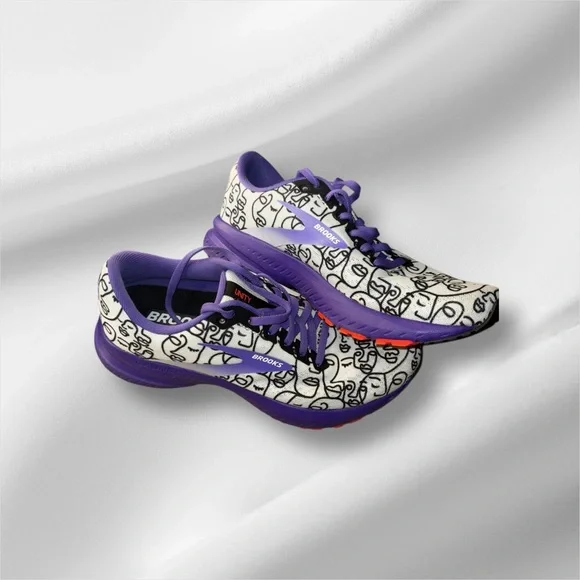 Brooks Launch 7 UNITY Women’s Running Shoes | Purple & Black Faces Print Size 7 - Picture 5 of 6